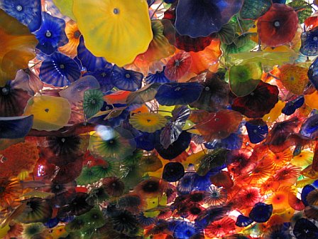 Bellagio Celing - This is the celing at the Belliago hotel and casino. It's made of hundreds of blown glass flowers. It's beautiful.
