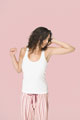 Pajama&#039;s - woman stretching in pajama&#039;s