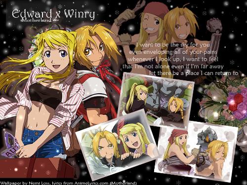 Full Metal Alchemist - A wallpaper of Elric and Winry! This is for all the Winry fans out there. Enjoy