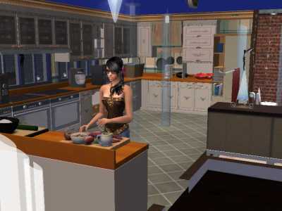 Cooking Lobster Thermador - My sims character achieving the 10th level of cooking skill. She's a master Chef