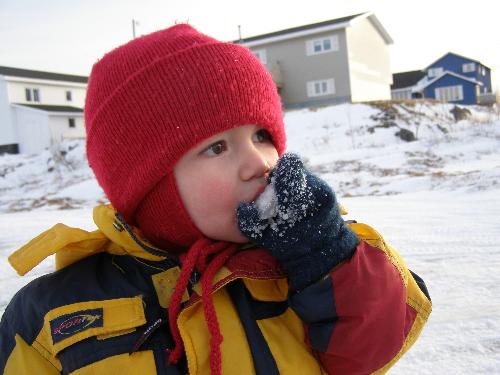 Sucking on a piece of ice - How sweet is this boy...my boy! I love this photo I took yesterday. I love the look in his eyes and the determination he has to eat this chunk of ice. Didn't we all do this as kids?