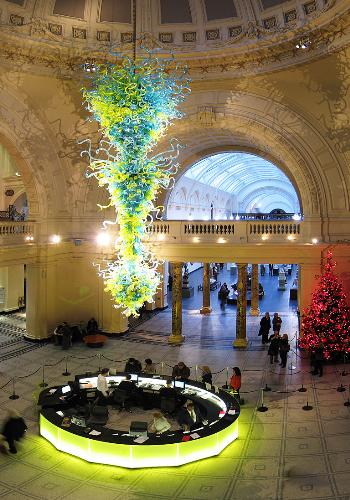 Rotunda Chandelier - This 30ft high, blown high, Chandelier by Dale Chihuly is installed in the rotunda of the Victoria and Albert Museum, London.