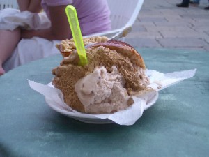 briosche with the ice cream - briosche with the ice cream photo