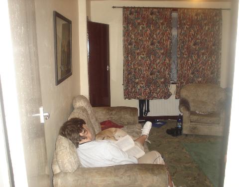 my front room  - this is me reading in my front room soon after we picked a new coulor scheme