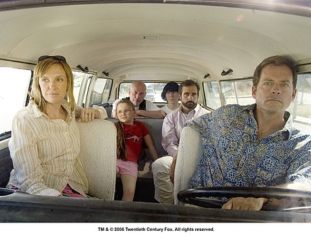 little miss sunshine - LITTLE MISS SUNSHINE is an American family road comedy that shatters the mold. Brazenly satirical and yet deeply human, the film introduces audiences to one of the most endearingly fractured families in recent cinema history: the Hoovers, whose trip to a prepubertal beauty pageant results not only in comic mayhem but in death, transformation and a moving look at the surprising rewards of being losers in a winning-fad culture. A runaway hit at the Sundance Film Festival, where it played to standing ovations, the film strikes a nerve with everyone who’s ever been awestruck by how their muddled families seem to make it after all. No one among the Hoovers quite has it together, but it’s not for lack of trying. Father Richard (GREG KINNEAR), a hopelessly optimistic motivational speaker, is desperately attempting to sell his 9-step program for success -- without much success. Meanwhile, the Hoovers’ “pro-honesty” mother Sheryl (TONI COLLETTE) is constantly harried by her family’s eccentric secrets, especially those of her brother (STEVE CARELL), a self destructive Proust scholar fresh out of the hospital after being jilted by his lover. Then there are the younger Hoovers with their unlikely dreams – the four-eyed, slightly plump, seven year-old would-be beauty queen Olive (ABIGAIL BRESLIN) and Dwayne (PAUL DANO), an anger-fueled, Nietzsche-reading teen who has taken a staunch vow of silence until he gets into the Air Force Academy. Topping off the family is the grandfather (ALAN ARKIN), a foul-mouthed pleasure-seeker recently kicked out of his retirement home for snorting heroin. They might not be the picture of perfect mental health, but when a fluke gets Olive invited to compete in the fiercely competitive “Little Miss Sunshine” competition in California, the whole Hoover family rallies behind her. They pile into their rusted-out VW bus and head West on a three-day tragicomic journey filled with madcap surprises and leading up to Olive’s big debut – which will change the entire misfit family in ways they could never imagine.