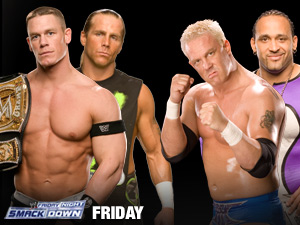 the champs are here - JOHN CENA and SHAWN MICHAELS VERSUS MR. KENNEDY and VONTAVIOUS!!!   who's your bet???   JOhn cena and Shawn RULES!!!