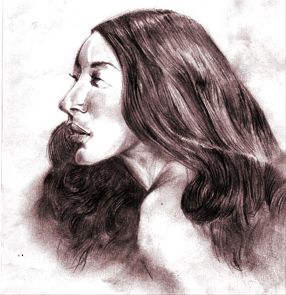 Hair - Pencil drawing.The silky and shiny look of ravenous hair was brought to life with a simple pencil and a paper stub Hair - Pencil drawing.The silky and shiny look of ravenous hair was brought to life with a simple pencil and a paper stub