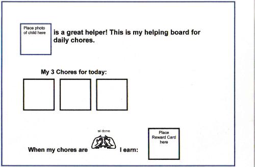chore board - This is another picture schedule to benefit children with autism, especially those that are nonverbal.