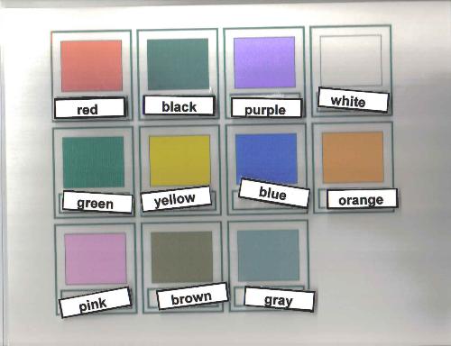 color board - This is a board for choosing colors that is used for my nonverbal autistic son.