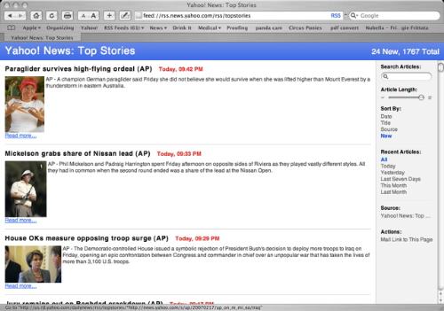 screen shot of an RSS feed - Screen shot of RSS feed on my Mac. Hope this clears up what it is.