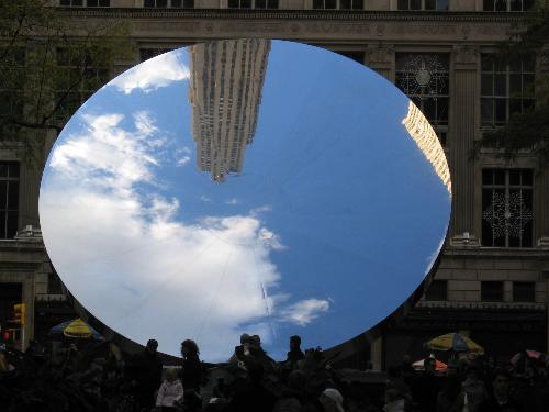 sky mirror - an art installation in Rockefeller Center that was fascinating..the many angles you could use to see different things..It was awesome.