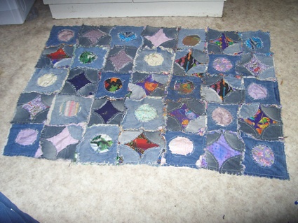My patchwork denim quilt. - I made this quilt with a pattern I bought on the internet and old jeans and denim jackets.