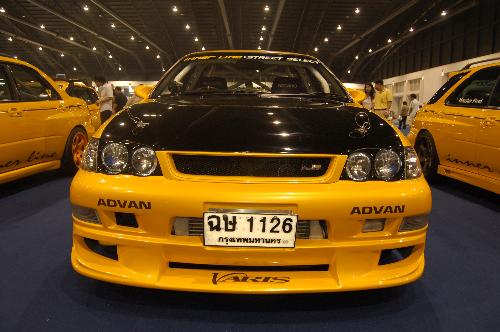 Drifters Thailand - This is one of the many difters car in the recent Thailand International Motorshow.  This color combination is one of the best in my opinion. Too bad it's only on display and we can see how fast and strong it is. Plus, can't smell burning rubber.