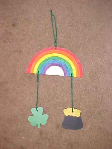 Rainbow Mobile for St. Patrick's Day - This was made of construction paper and markers and leftover string