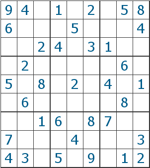 sudoku - A challenging puzzle that all you have to do is assemnble the numbers from one to nine without any duplicates on a straight line and in a box.