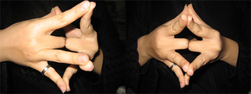 How many of you here can do this? - Why Wedding Rings should be put on the fourth finger?!?!?!?  Thumb represents Parents Second Finger represents brothers and sisters Center finger represents own self Fourth finger represents your partner Last finger represents your children  Firstly show your palm, center finger bend and put together back to back.  Secondly, the rest 4 fingers tip to tip as shown in the figure.  After putting your hands as shown in the figure, Try to open your THUMB, You can do it Try to open your Second Finger, again you can do it Try to open your Center Finger, again you can do it Try to open your fourth finger, mind this represents you partner, YOU CAN NOT SPLIT THOSE Try to open you last finger, You can do it.  TRUE LOVE CAN NEVER SPLIT   Hope you enjoyed this. How many were able to SPLIT the fourth finger.