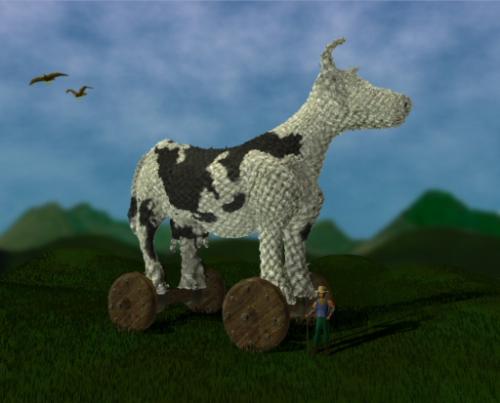 What has farmer Fred been doing with all those bal - Farmer Fred's trojan cow