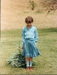 Little Michelle By Littler Tree - This was taken of my goddaughter in May of 1986 when she was eight years old.  She's now taller than I am, and the tree's taller than both of us--MUCH taller!