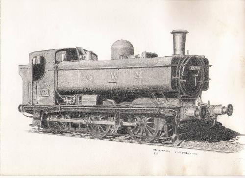 GWR Railway pannier tank - My first locomotive drawing done in 1993