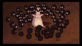 Break the curse! - Yubaba's baby and the soot balls reinacting Sen breaking the curse.