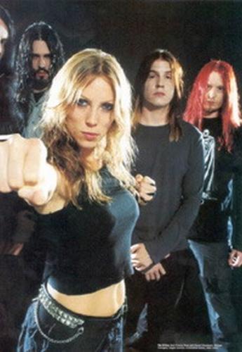 Arch Enemy - Angela Gossow, in front, lead singer for Metal band Arch Enemy