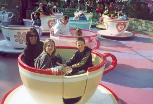 Teacups - This is a photo of me and my 2 children, it was taken at Disneyland in Los Angeles. It was a holiday of a lifetime.