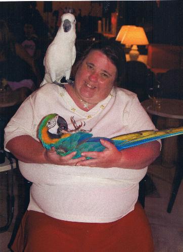 Me with two Parrots - Photo taken whilst on holiday in Tenerife