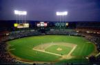 Baseball Stadium - A game at night.