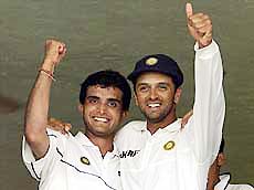 rahul dravid - rahul dravid and former captain sourav ganguly.