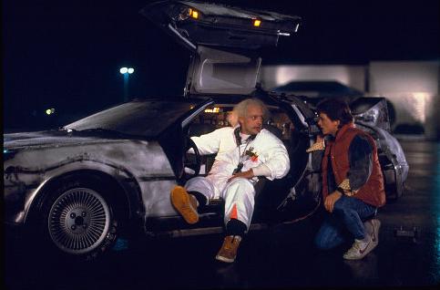 Micheal J. Fox $ Christopher Lloyd - Doc is showing his new time travelling invention