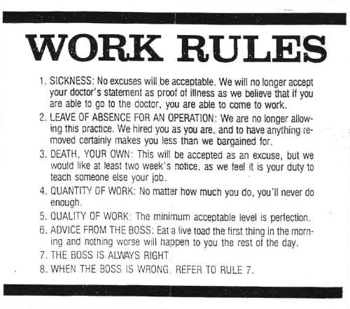 work rules - a haha