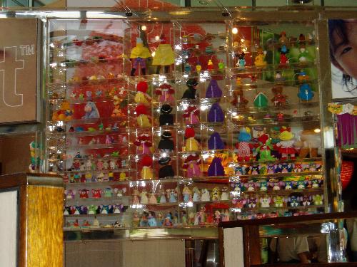 toys on display - display of soft toys or whatever you see there in a fast food outlet!