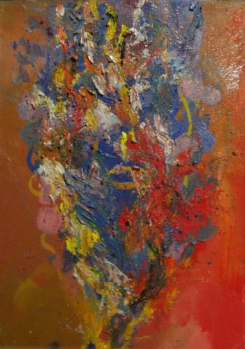 bud - Abstract painting. Size 12 x 16. Oil on board. Symbolizing spiritual development.