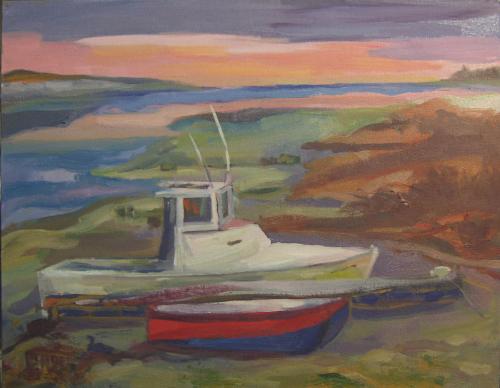 Boat - Original painting of the boat. Size 16 x 20. Oil on board.
