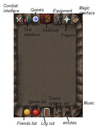 Runescape Interface - This is the runescape main interface. Tags added by me. :)