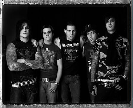 Avenged Sevenfold - Avenged Sevenfold Group pic. Right to left: The Rev (Jimmy Sullivan), Zacky Vengeance (Zack Baker) M. Shadows (Matt Sanders), Johnny Christ (Johnny Seward), and Synyster Gates (brain Haner jr.)