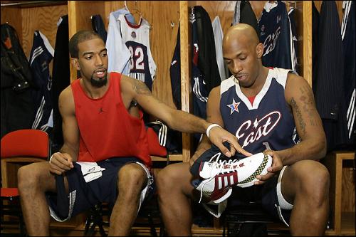 Richard Hamilton and Chauncey Billups in ASG 2007 - Both of them are form the Eastern Conference, and they are teammates in Piston.