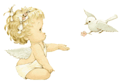 Sweet angel - A little angel making friends with alitle bird