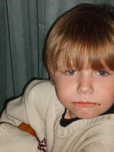My kiddo - Cody bear eating cookies