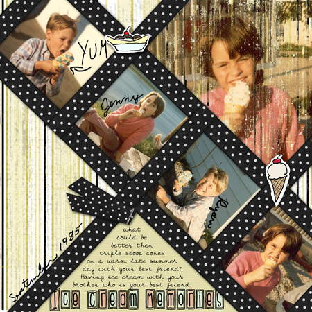 Ice Cream Memories - This is a digital scrapbook page I did about me and my brother enjoying ice cream in 1985.