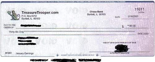 my check from treasuretrooper - This is my check from treasuretrooper.Yey,i am so happy.