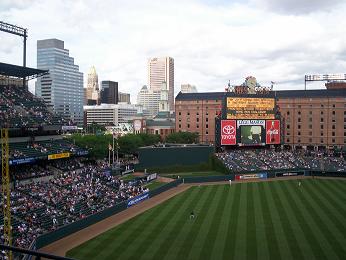 Baltimore Orioles - Looking at downtown from the upper decks at Oriole Park at Camden Yards.