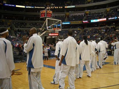 Washington Wizards - The Wizards are doing their pregame routine before a game againist the Chicago Bulls at the Verizon Center.