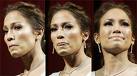 crying - J. Lo. trying hard to control her tears...