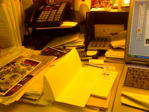 Messy table - A photo of a messy messy work area.. ahaha