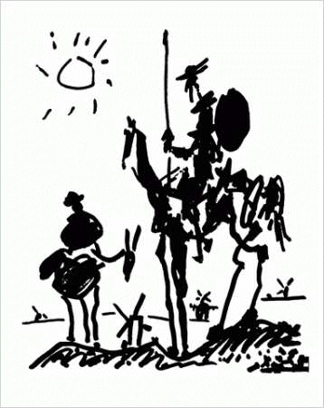 don quixote and sancho panza - don quixote and sancho panza as rendered by picasso