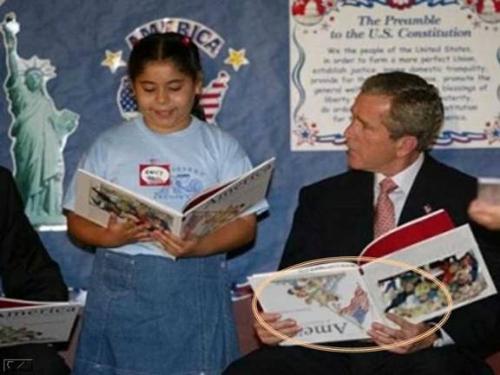 "OMG, even she can read? Am I the only one????" - George Bush caption fun.