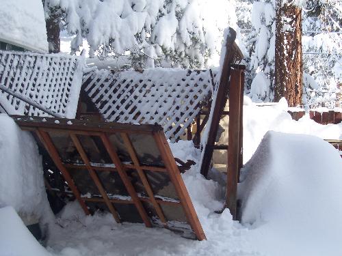 Snow - Collapsed gazebo under the weight of the snow, winter 05-06