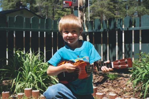Ricky and Ukulele  - Hope I spelled it right, his first Instrument from Hawaii