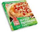 frozen pizza - frozen pizza in abox that can be bought in the supermarket / grocery store
